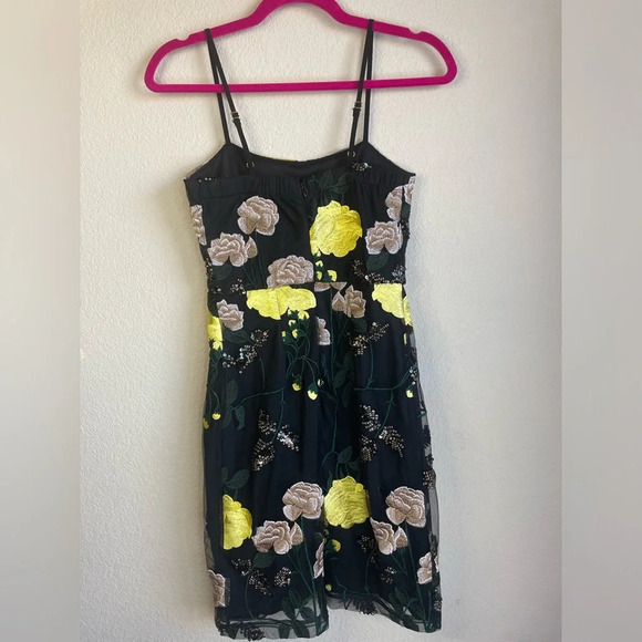 Lulus Rue Black Mesh Floral Embroidered Sequin Bodycon Mini Dress Size XS - Picture 5 of 10